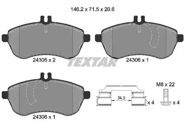 Klocki hamulcowe przód Mercedes W204 BEZ SPORT Textar 2430681