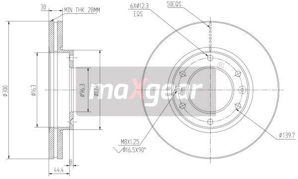 TARCZA HAMULCOWA PRZÓD HYUNDAI H-1 08- MaXgear 19-2231