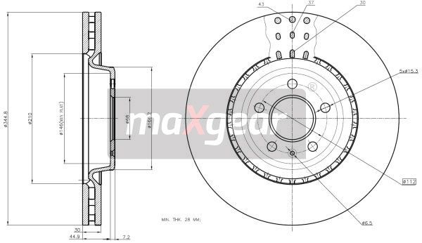 TARCZA HAMULCOWA PRZÓD A4 A5 07- Q5 A6 09- 345X30 MaXgear 19-2251