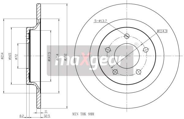 TARCZA HAMULCOWA TYŁ MAZDA 5 05- koła 16 MaXgear 19-2497