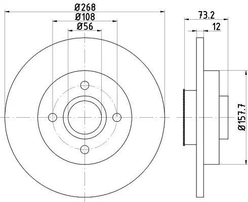 Tarcza hamulcowa tył Citroen BERLINGO C4 DS4 DS5 06- z łożyskiem ABS 268x12 Textar 92168703