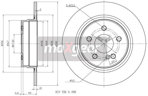 TARCZA HAMULCOWA TYŁ MERCEDES W204 07- C200-300 MaXgear 19-2680