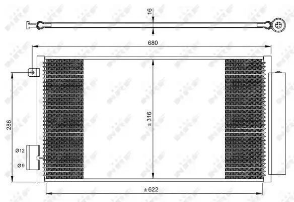 Chłodnica skraplacz klimatyzacji Fiat 500L 0.9 1.3D 1.4 1.6D 09 12- NRF 350061