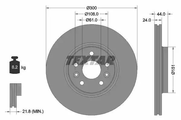 Tarcza hamulcowa przód Renault SCENIC 2,0DCI 05- 300x24 Textar 92202803