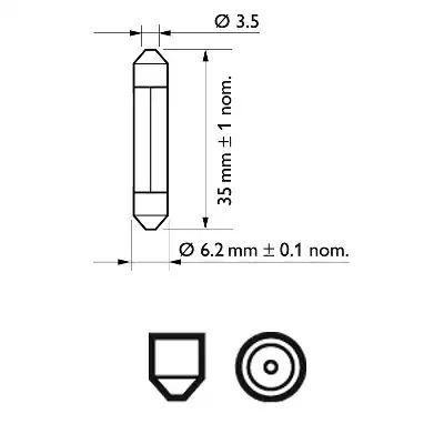 ŻARÓWKA RURKOWA 12V/3W 6,2X35MM Philips 12848CP