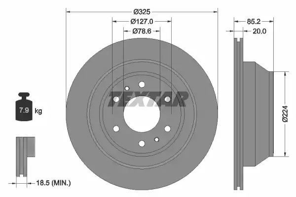 Tarcza hamulcowa tył Isuzu ASCENDER 4,2-5,3 4WD 03- 325x20 Textar 92271103