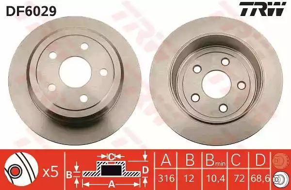 Tarcza hamulcowa tył Jeep WRANGLER 10- TRW DF6029