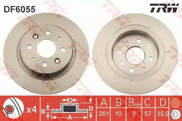 Tarcza hamulcowa tył KIA SHUMA 261X10 TRW DF6055