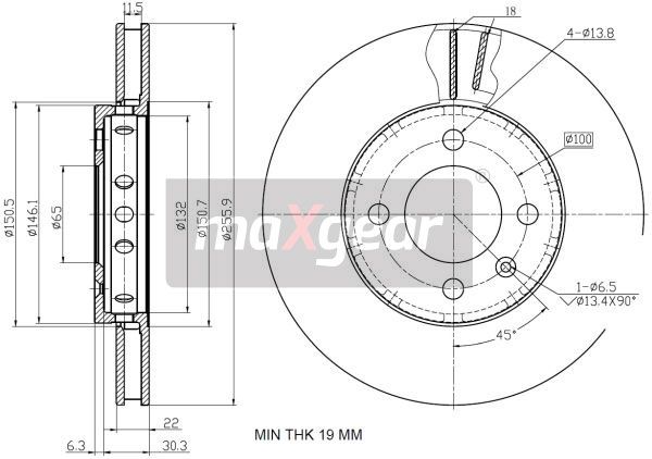TARCZA HAMULCOWA PRZÓD UP SKODA CITIGO 11- MaXgear 19-2856
