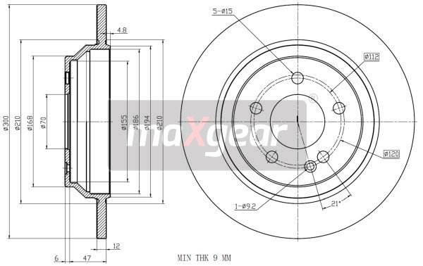 TARCZA HAMULCOWA TYŁ MERCEDES VITO 14- MaXgear 19-3240