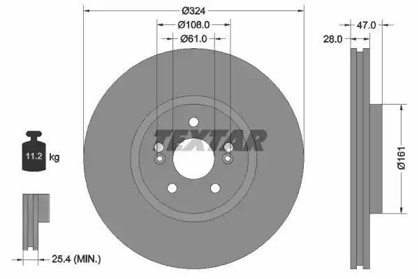 Tarcza hamulcowa przód Renault ESPACE VEL SATIS 2,0-3,5 V6 02- 324X28 WYSOKO NAWĘGLANA Textar 92119405