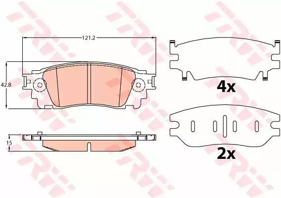 Klocki hamulcowe tył Lexus NX 2,0-2,5 14- 121,2x42,8x15 TRW GDB4459