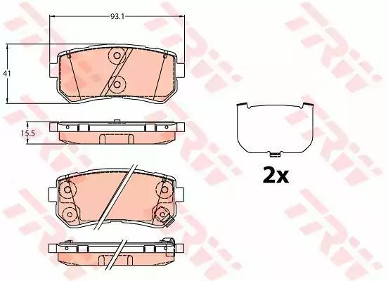 Klocki hamulcowe tył Hyundai TUCSON 1,6-2,0 CRDI 15- 93,1x37,7x15,5 z czujnikiem TRW GDB3636