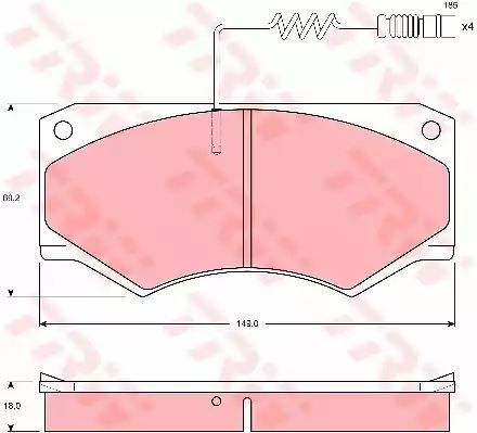 Klocki hamulcowe przód Mercedes 207-410 68-96 ZE STYKIEM ZU?YCIA 149x69,2x18 TRW GDB1067