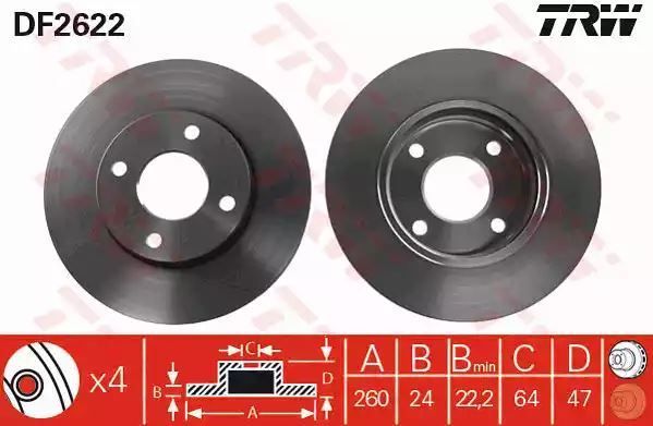 Tarcza hamulcowa przód Ford MONDEO TRW DF2622