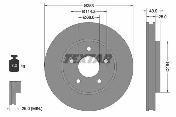 TARCZA HAM. NISSAN P. LEAF/NV200 10- Textar 92280103