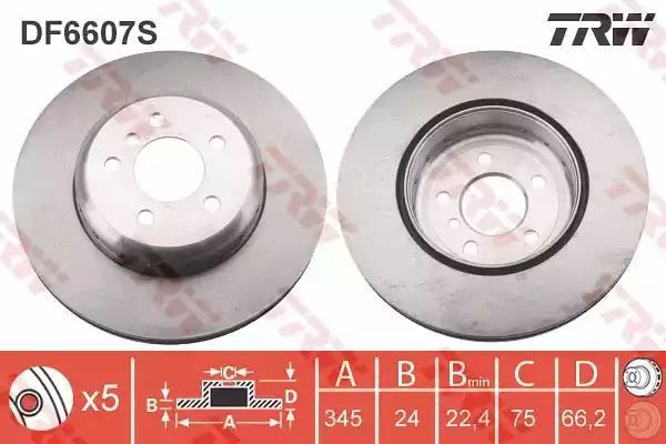 Tarcza hamulcowa tył BMW 3 4 11- PERFOROWANY TRW DF6607S