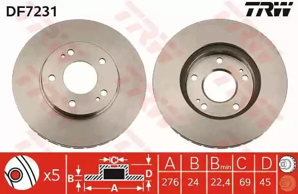 Tarcza hamulcowa przód Mitsubishi TRW DF7231
