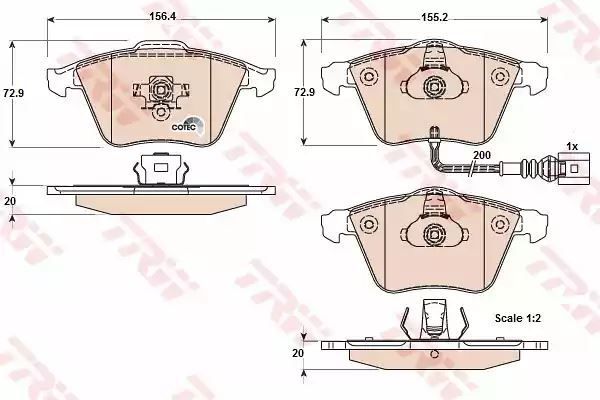 Klocki hamulcowe przód GOLF V  PASSAT 05- z czujnikiem TRW GDB1616