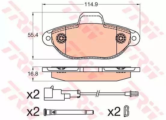 Klocki hamulcowe przód Fiat PUNTO Seicento 500 KA 1 CZUJNIK TRW GDB2041