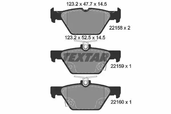 Klocki hamulcowe tył Subaru LEGACY LEVORG OUTBACK 1,6-2,5 15- 123,2x48 52x14,5 2 CZUJNIKI Textar 2215801