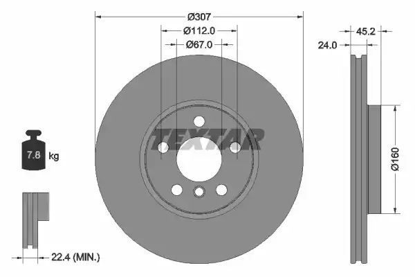 TARCZA HAM. BMW P. 2/X1 1,5-2,0 14- Textar 92283603