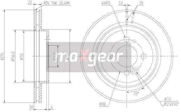TARCZA HAMULCOWA PRZÓD MINI COOPER ONE 1,4-1,6 01-07 Z POWŁOKĄ ANTYKOROZYJNĄ MaXgear 19-2564MAX