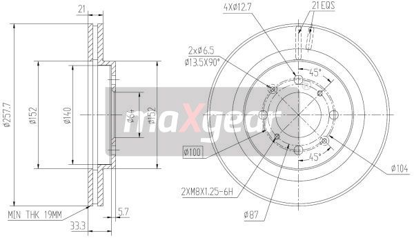 TARCZA HAMULCOWA PRZÓD HONDA JAZZ 02- 08- CITY 08- 258MM WYS. 39,2MM Z POWŁOKĄ ANTYKOROZYJNĄ MaXgear 19-2400MAX