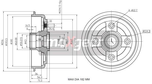 BĘBEN HAMULCOWY HYUNDAI ATOS MaXgear 19-3195