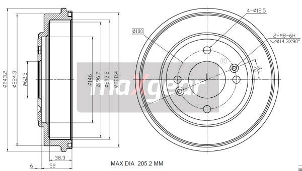 BĘBEN HAMULCOWY HYUNDAI GETZ 02- MaXgear 19-3201