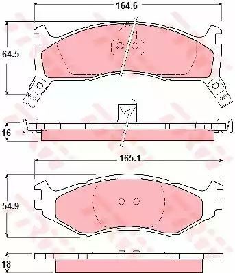 Klocki hamulcowe przód Chrysler VOYAGER -93 TRW GDB1158