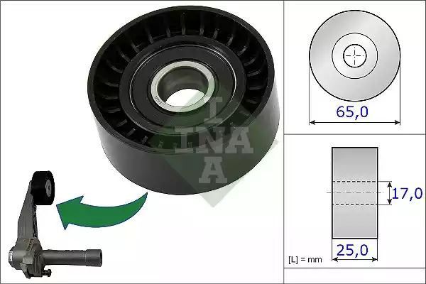 ROLKA NAPINACZA PASKA WIELOROWK. CITROEN C4,C5,DS3 1.4, 1.6 1.6, PEUGEOT 308,508, 3008,PARTNER(DO NAPINACZA 55999) INA 531086610
