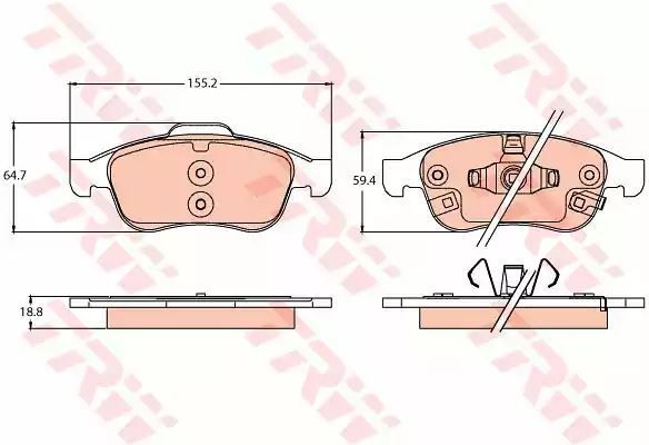 Klocki hamulcowe przód Fiat 500X 1,3-1,6D MULTIJET 14- ATE TRW GDB2111