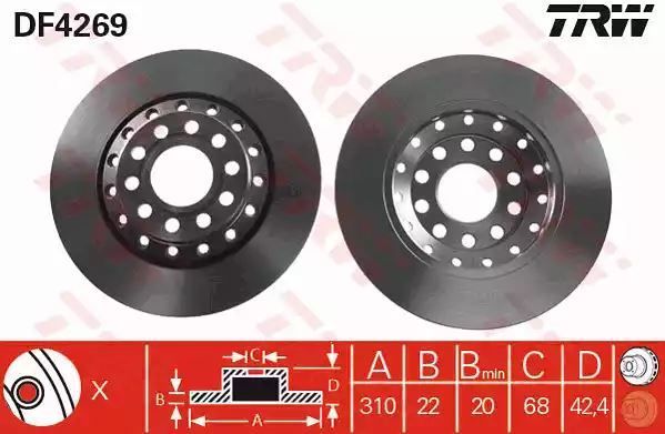 Tarcza hamulcowa tył A8 TRW DF4269