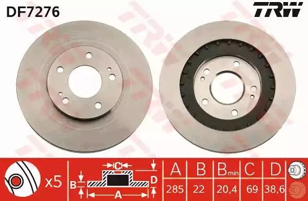 Tarcza hamulcowa przód Mitsubishi TRW DF7276