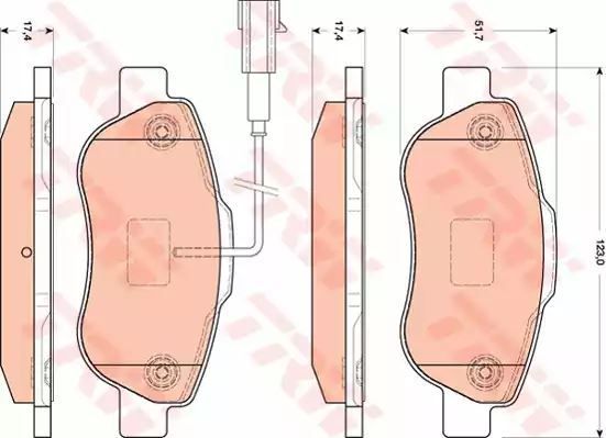 Klocki hamulcowe przód Fiat 500 07- TRW GDB1746