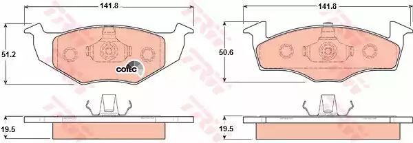Klocki hamulcowe przód GOLF 3 VENTO  TRW GDB1218