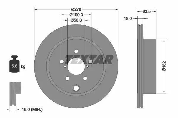 Tarcza hamulcowa tył Subaru FORESTER 2,0 13- 278x18 Textar 92278503