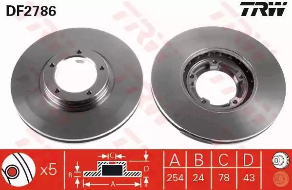 Tarcza hamulcowa przód Ford TRANSIT 91-00 254X24,3 5 OTWORÓW TRW DF2786