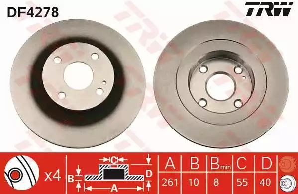 Tarcza hamulcowa tył Mazda 323 TRW DF4278