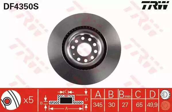 Tarcza hamulcowa przód PASSAT 03- TRW DF4350S