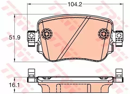 Klocki hamulcowe tył Audi A1 10- Q3 14- 104,2x51,9x16,7 TRW GDB2042