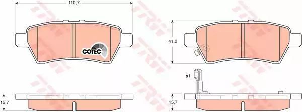 Klocki hamulcowe tył Nissan PATHFINDER 05- NAVARA 05- TRW GDB3405