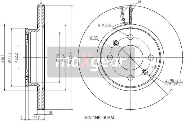 TARCZA HAMULCOWA PRZÓD HYUNDAI I20 08- BEZ ESP MaXgear 19-3191