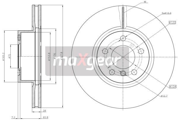 TARCZA HAMULCOWA PRZÓD BMW F25 X3 10- MaXgear 19-3207