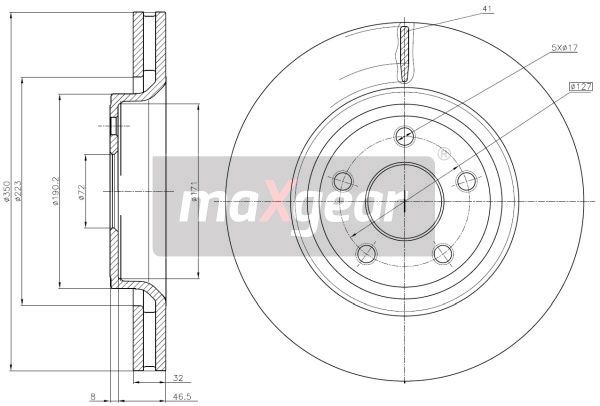 TARCZA HAMULCOWA PRZÓD JEEP GRAND CHEROKEE 3.6-5,7 V8 4X4 10- MaXgear 19-3224