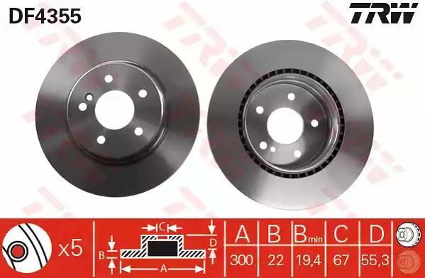 Tarcza hamulcowa tył Mercedes W202 97-10 TRW DF4355