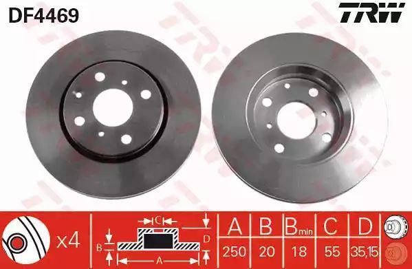Tarcza hamulcowa przód Toyota AYGO TRW DF4469