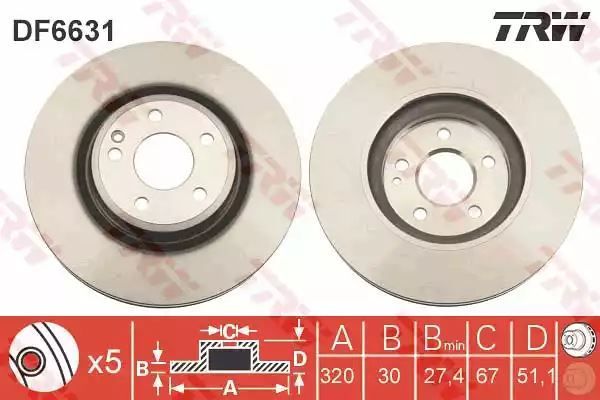 Tarcza hamulcowa przód Mercedes W246 W176 220CDI A B KLASA 12- TRW DF6631