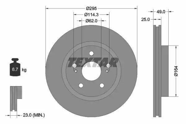 Tarcza hamulcowa przód Suzuki GRAND VITARA 1,6-3,2 05- 294,5X25 Textar 92156503